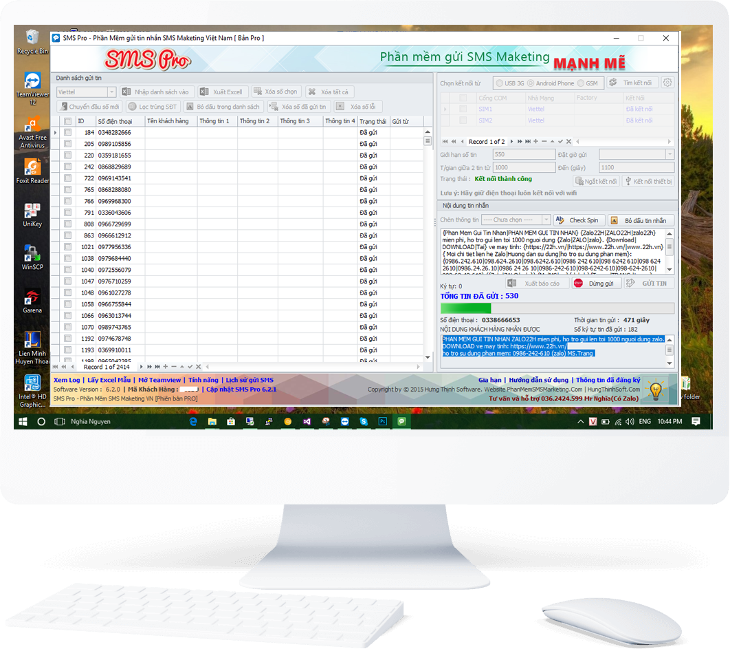 Phần mềm gửi tin nhắn SMS pro trên máy tính